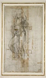 Suunnitelma pyhäinjäännöslavasta San Lorenzolle, 1532 (liitu paperille)